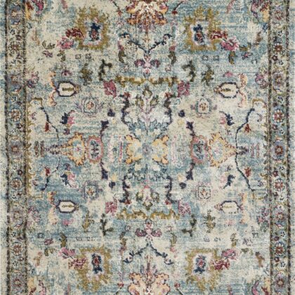 3' x 5' Light Blue Floral Vines Area Rug