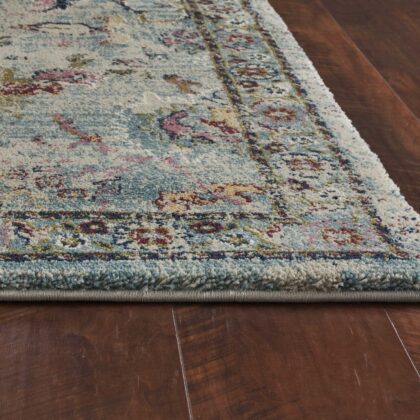 3' x 5' Light Blue Floral Vines Area Rug