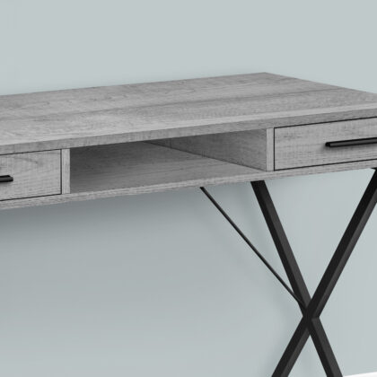 42" Gray and Black Computer Desk With Two Drawers