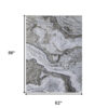 5' x 7' Ivory Blue and Gray Abstract Power Loom Area Rug