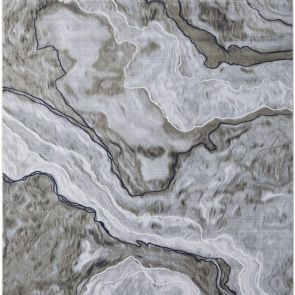 5' x 7' Ivory Blue and Gray Abstract Power Loom Area Rug