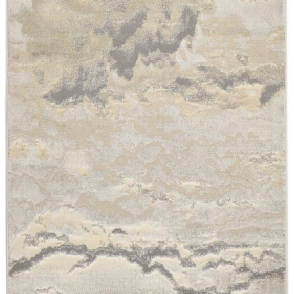 8' Brown and Ivory Abstract Power Loom Runner Rug