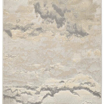 8' Brown and Ivory Abstract Power Loom Runner Rug