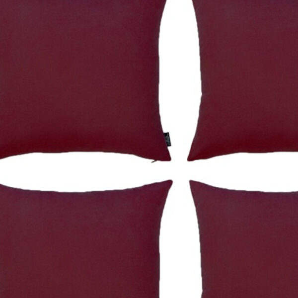 Set Of Four 20" X 20" Claret Red Polyester Zippered Pillow Cover