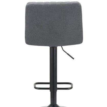 Set of Two Gray and Black Fabric and Metal Low Back Adjustable Height Bar Chairs