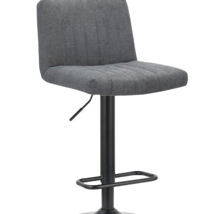 Set of Two Gray and Black Fabric and Metal Low Back Adjustable Height Bar Chairs