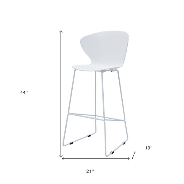 Set of Two 30" White and Silver Heavy Duty Plastic and Metal Low Back Bar Height Bar Chairs