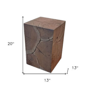 20" Black Distressed Solid Wood Square End Table