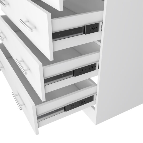 Bed & Bath — 33″ White Four Drawer Standard Chest With Open Shelf