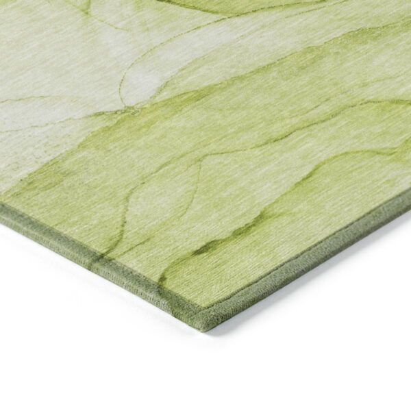 8' Runner Green Abstract Washable Non Skid Indoor Outdoor Runner Rug