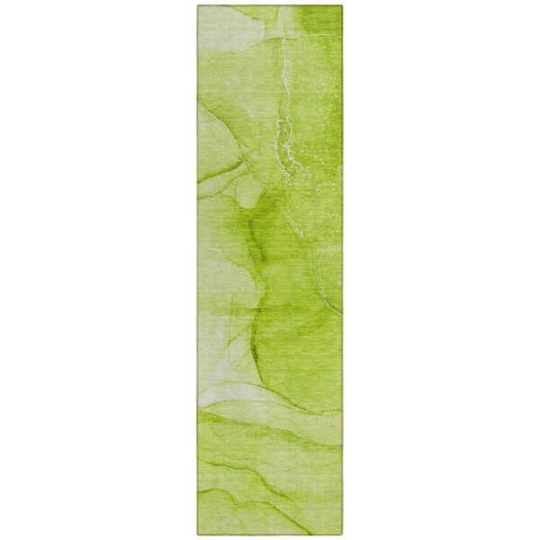 8' Runner Green Abstract Washable Non Skid Indoor Outdoor Runner Rug