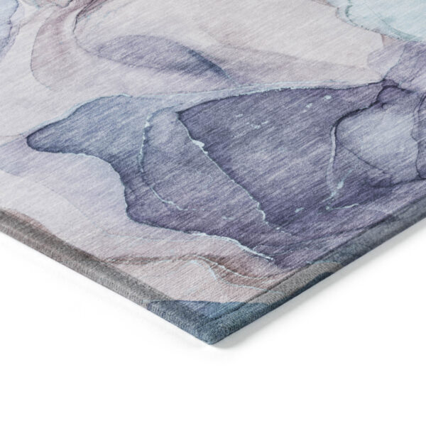 5' X 8' Blue Abstract Washable Non Skid Indoor Outdoor Area Rug