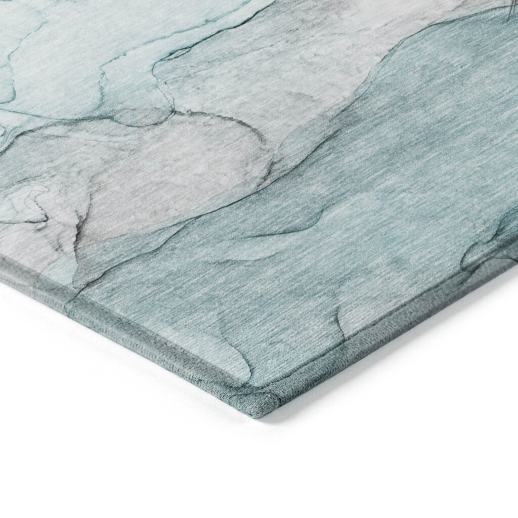 8' Runner Gray and Ivory Abstract Washable Non Skid Indoor Outdoor Runner Rug