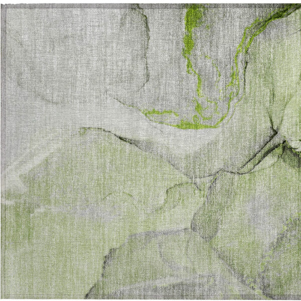 2' X 3' Green Abstract Washable Non Skid Indoor Outdoor Area Rug