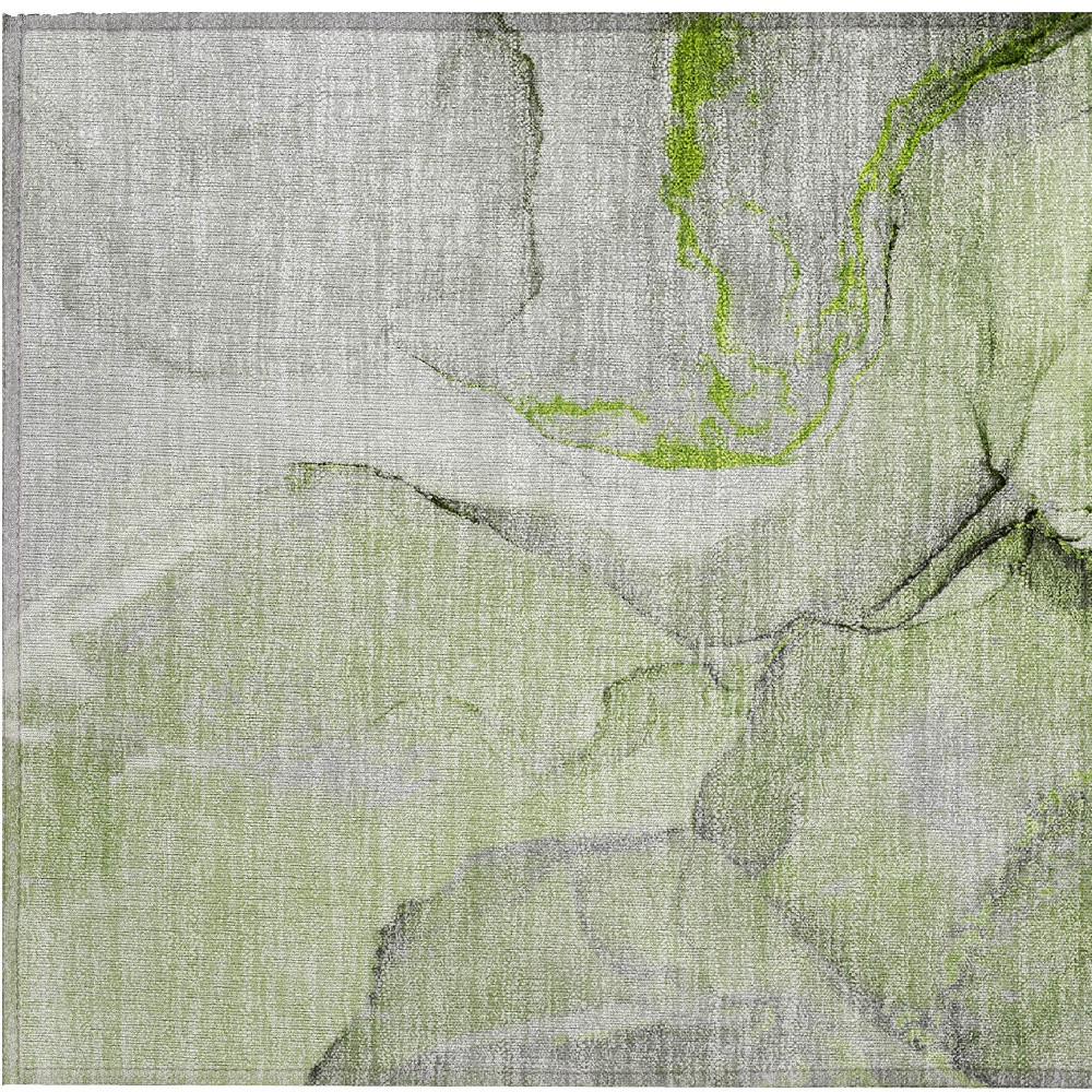 2' X 3' Green Abstract Washable Non Skid Indoor Outdoor Area Rug