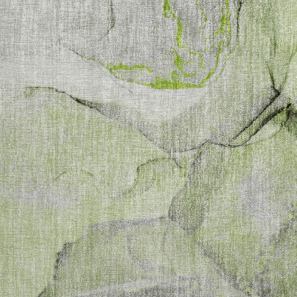 2' X 3' Green Abstract Washable Non Skid Indoor Outdoor Area Rug