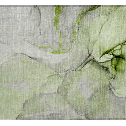 2' X 3' Green Abstract Washable Non Skid Indoor Outdoor Area Rug