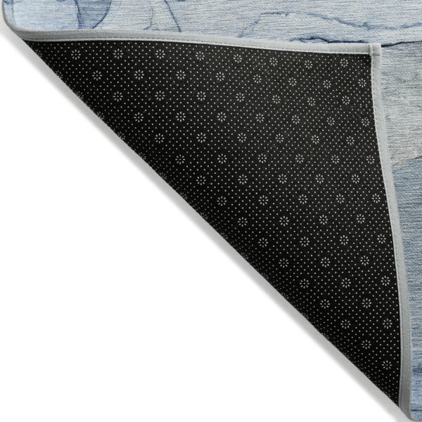 9' X 12' Blue Abstract Washable Non Skid Indoor Outdoor Area Rug