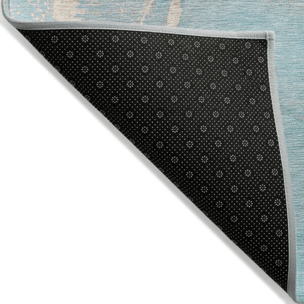 8' X 10' Teal Abstract Washable Non Skid Indoor Outdoor Area Rug