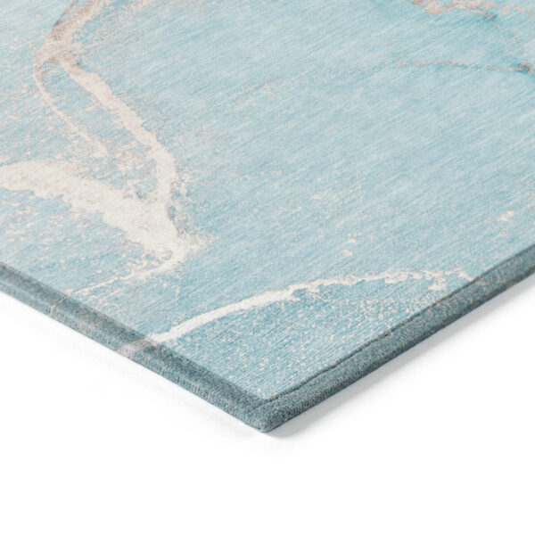 8' X 10' Teal Abstract Washable Non Skid Indoor Outdoor Area Rug