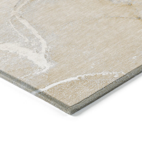 3' X 5' Beige Abstract Washable Indoor Outdoor Area Rug