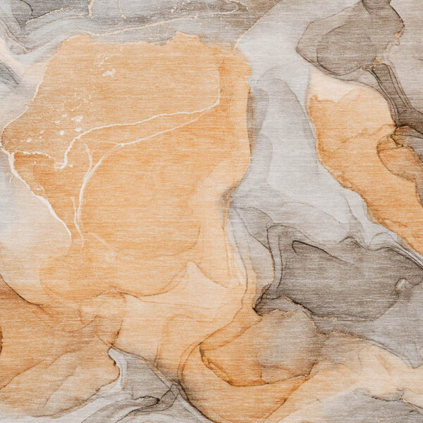 3' X 5' Orange Abstract Washable Non Skid Indoor Outdoor Area Rug