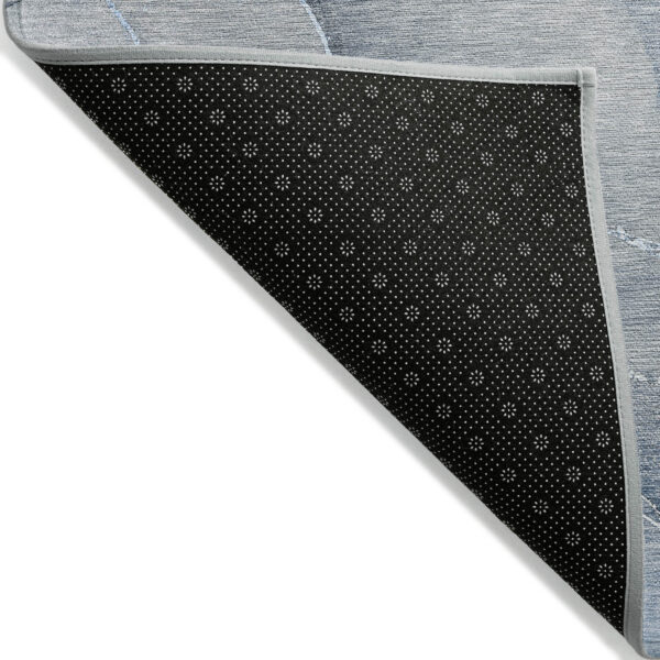 8' X 10' Blue Abstract Washable Non Skid Indoor Outdoor Area Rug