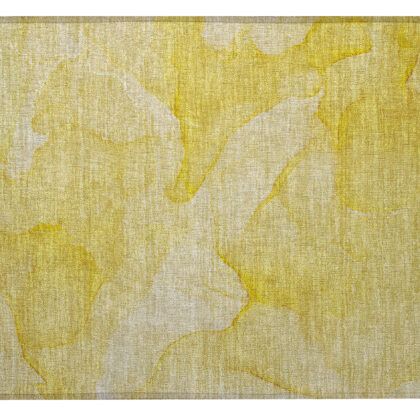 2' X 3' Gold Abstract Washable Non Skid Indoor Outdoor Area Rug