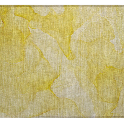 2' X 3' Gold Abstract Washable Non Skid Indoor Outdoor Area Rug