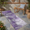 8' Runner Gray and Purple Abstract Washable Non Skid Indoor Outdoor Runner Rug