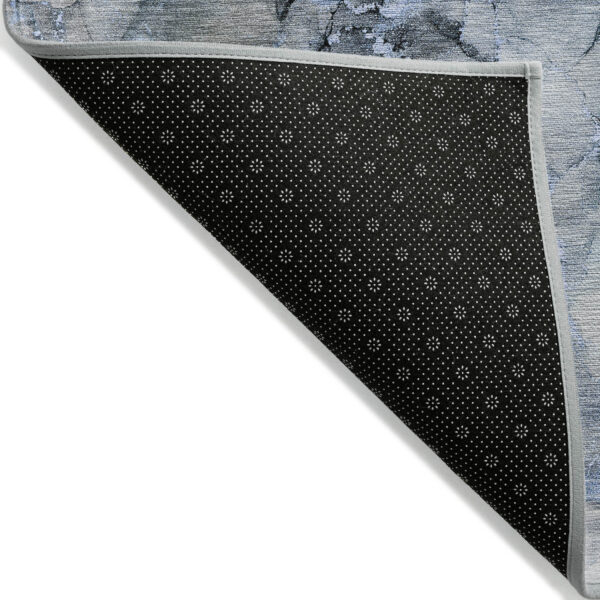 5' X 8' Blue and Gray Abstract Washable Non Skid Indoor Outdoor Area Rug