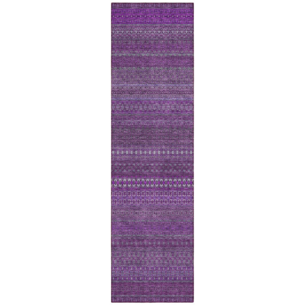 2' X 8' Eggplant Striped Washable Indoor Outdoor Runner Rug
