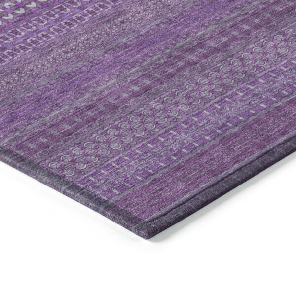 2' X 8' Eggplant Striped Washable Indoor Outdoor Runner Rug