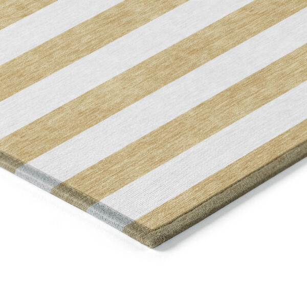 8' X 10' Gold Striped Washable Non Skid Indoor Outdoor Area Rug