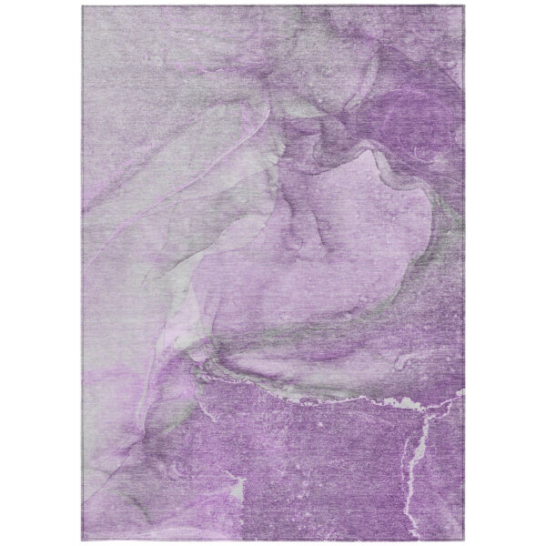 8' X 10' Lilac Abstract Washable Non Skid Indoor Outdoor Area Rug