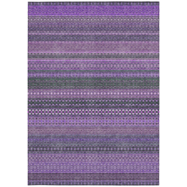 3' X 5' Purple Striped Washable Non Skid Indoor Outdoor Area Rug