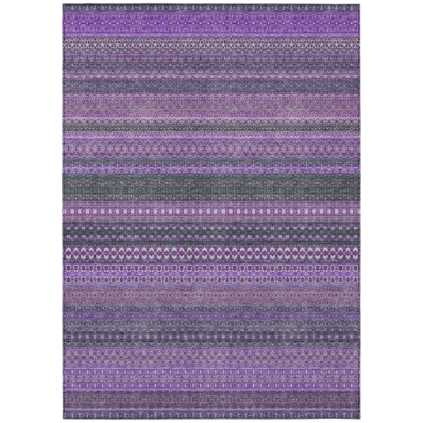 3' X 5' Purple Striped Washable Non Skid Indoor Outdoor Area Rug