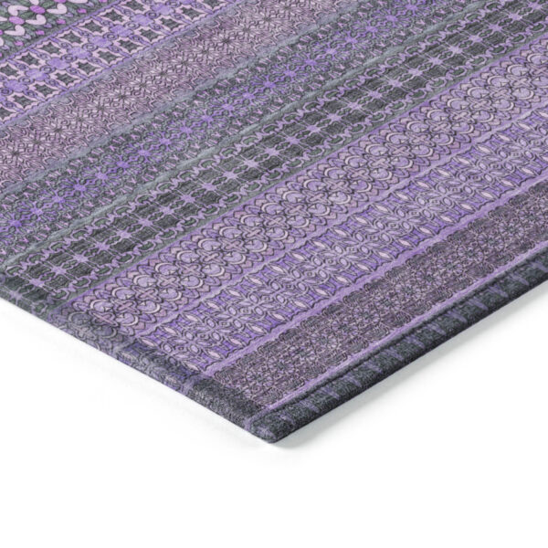 3' X 5' Purple Striped Washable Non Skid Indoor Outdoor Area Rug