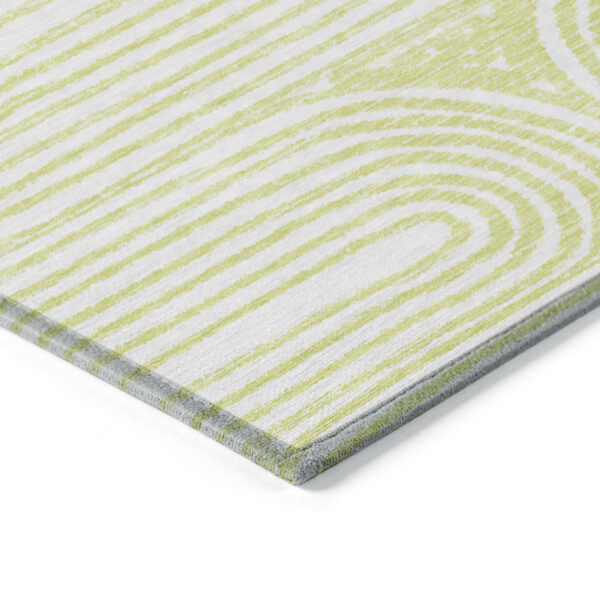 3' X 5' Green and White Abstract Washable Non Skid Indoor Outdoor Area Rug