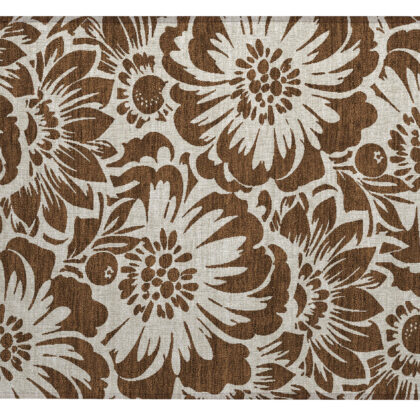 2' X 3' Brown and Ivory Floral Washable Non Skid Indoor Outdoor Area Rug