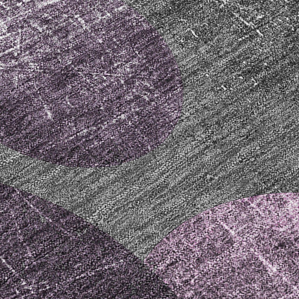 8' X 8' Gray and Purple Round Abstract Washable Non Skid Indoor Outdoor Area Rug