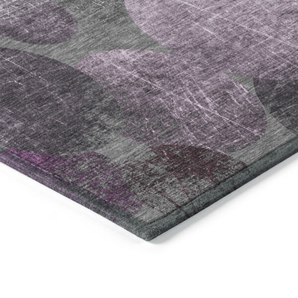 8' X 8' Gray and Purple Round Abstract Washable Non Skid Indoor Outdoor Area Rug