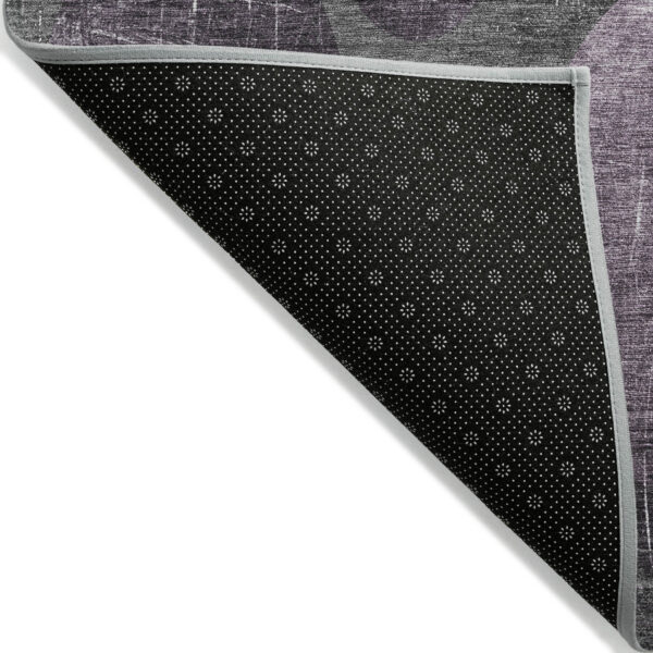 8' X 8' Gray and Purple Round Abstract Washable Non Skid Indoor Outdoor Area Rug