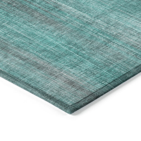 9' X 12' Teal Striped Washable Non Skid Indoor Outdoor Area Rug