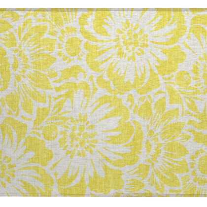 2' X 3' Yellow and Ivory Floral Washable Non Skid Indoor Outdoor Area Rug