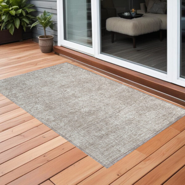 3' X 5' Ivory Abstract Washable Non Skid Indoor Outdoor Area Rug