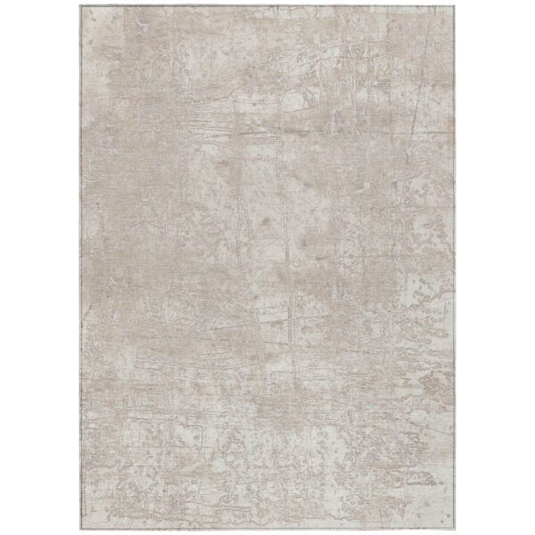3' X 5' Ivory Abstract Washable Non Skid Indoor Outdoor Area Rug