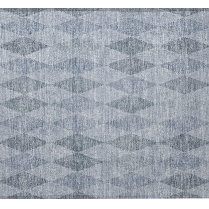 2' X 3' Denim Blue Geometric Washable Non Skid Indoor Outdoor Area Rug