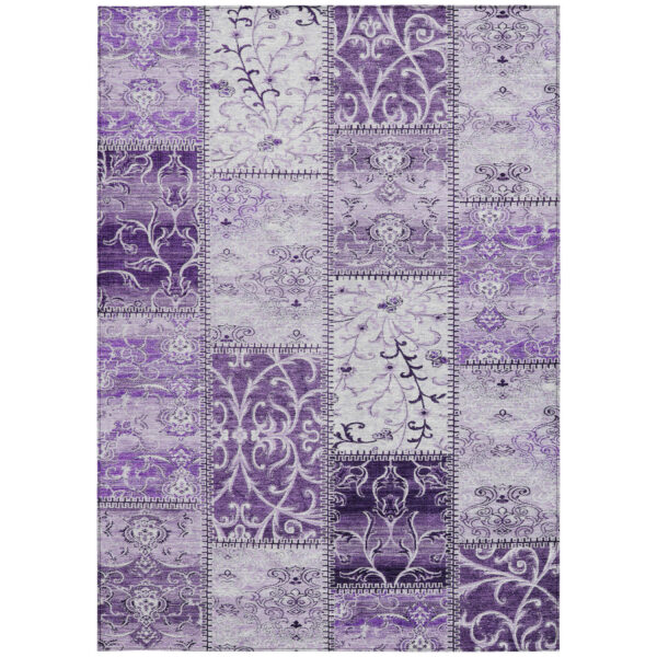 3' X 5' Purple Patchwork Washable Non Skid Indoor Outdoor Area Rug