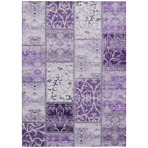 3' X 5' Purple Patchwork Washable Non Skid Indoor Outdoor Area Rug